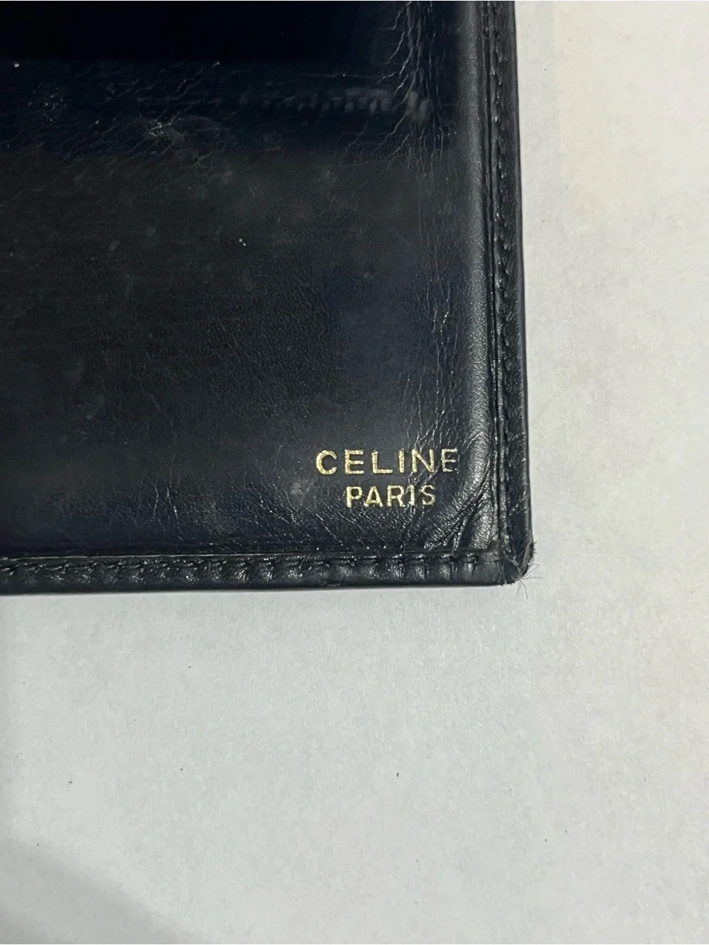 Celine Vintage Blason Black Leather Bifold Wallet